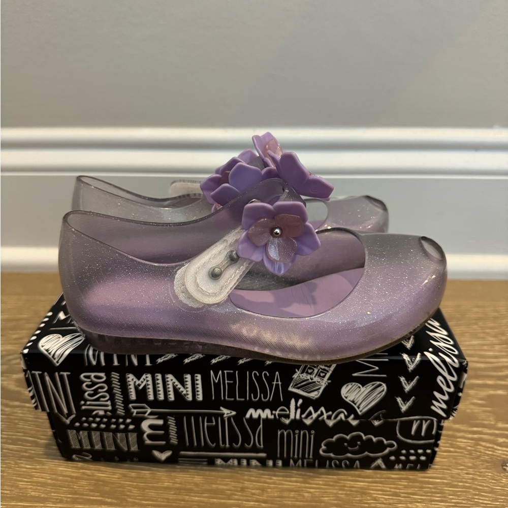 Mini Melissa Ultragirl Purple Flower Jelly Shoes Sz 11